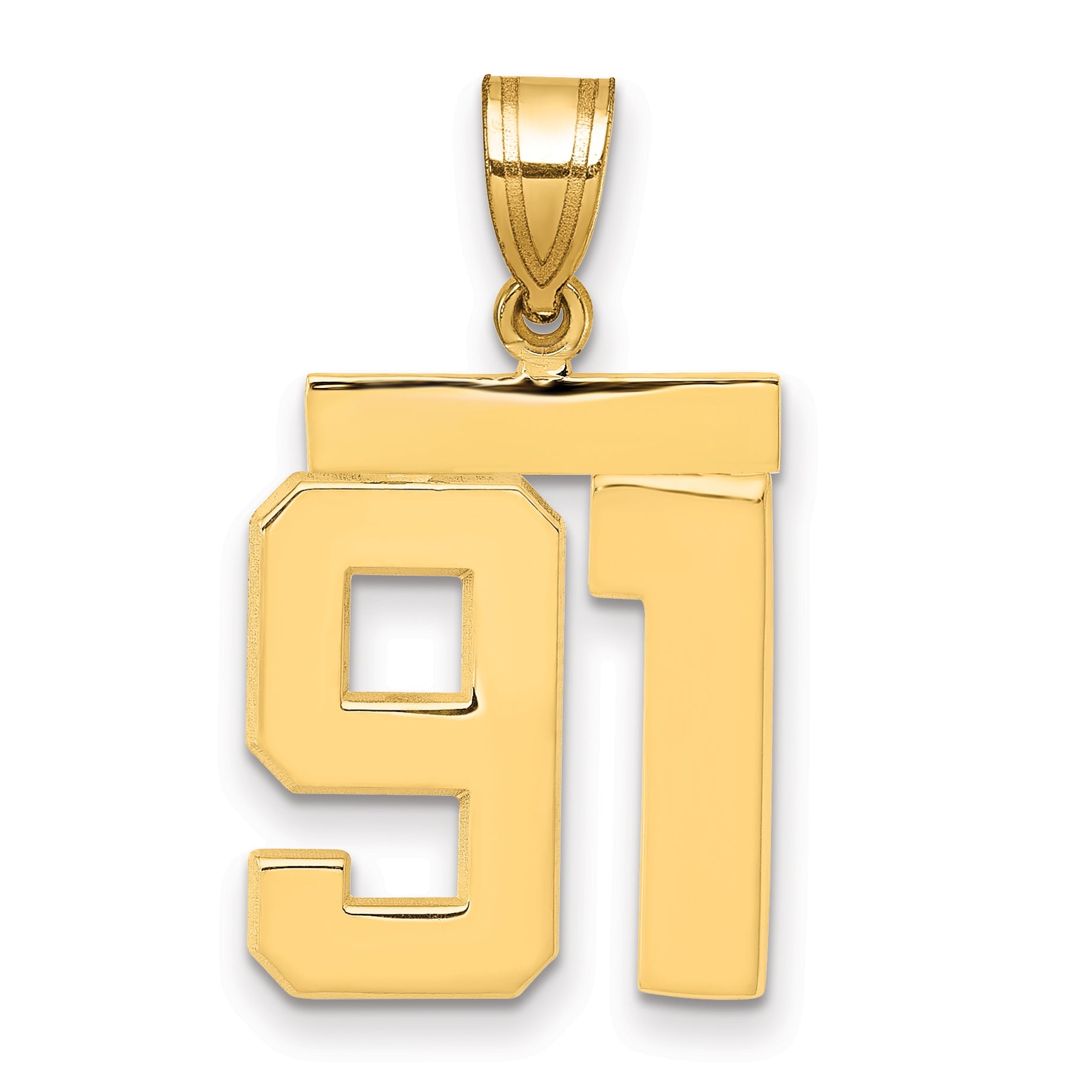 10K Yellow Gold Medium Polished Number 91 Charm