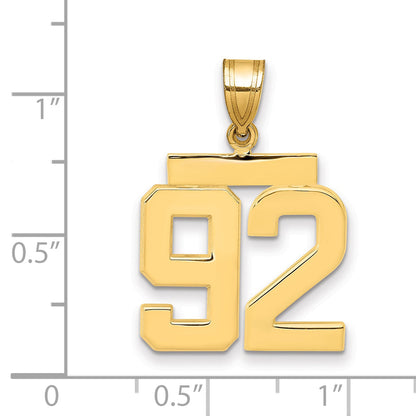 10K Yellow Gold Medium Polished Number 92 Charm