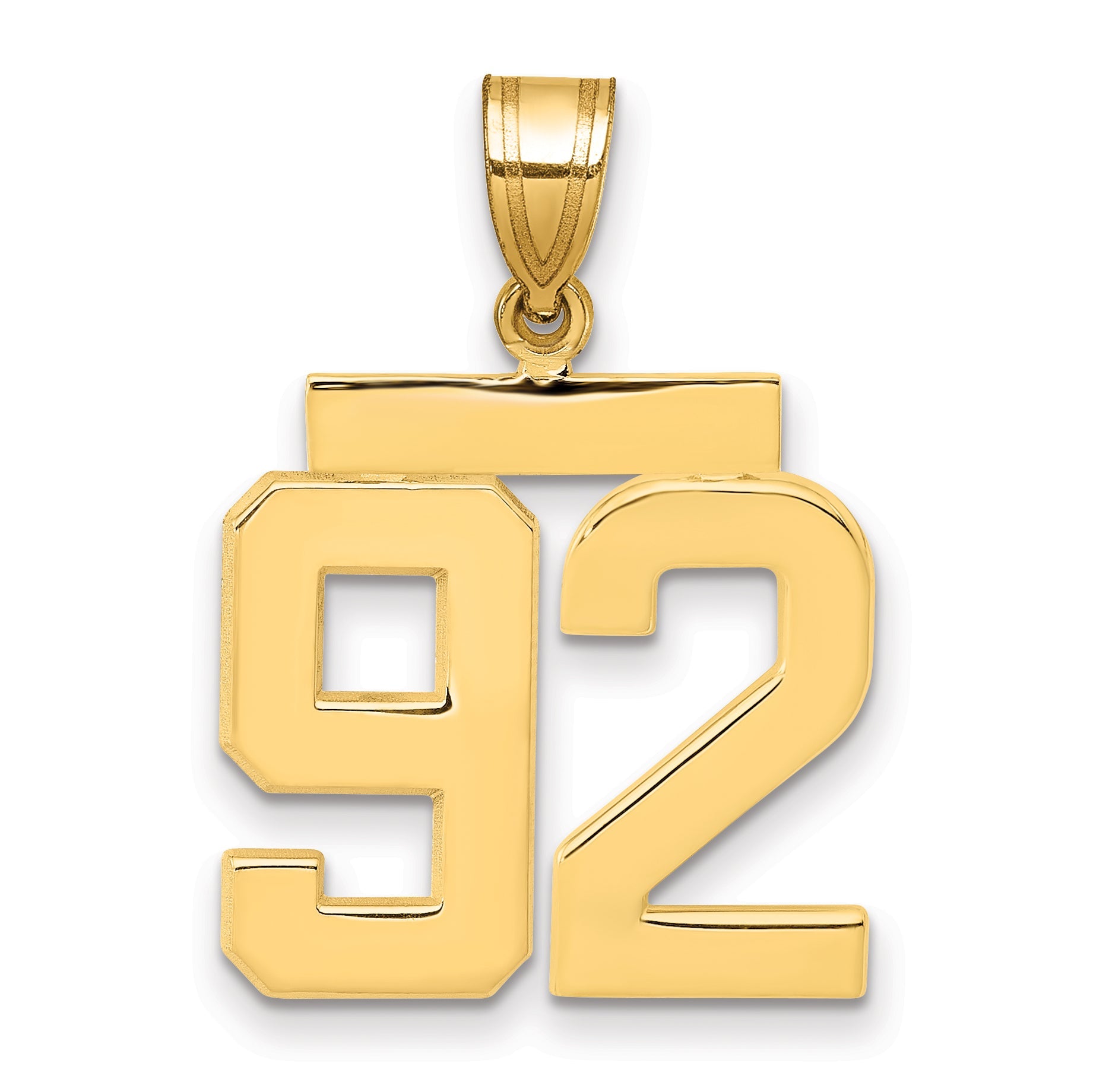 10K Yellow Gold Medium Polished Number 92 Charm