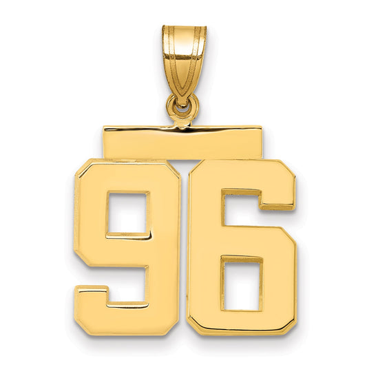 10K Yellow Gold Medium Polished Number 96 Charm