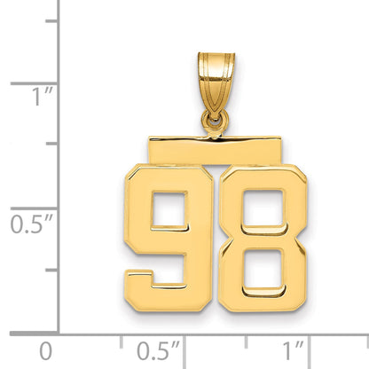10K Yellow Gold Medium Polished Number 98 Charm