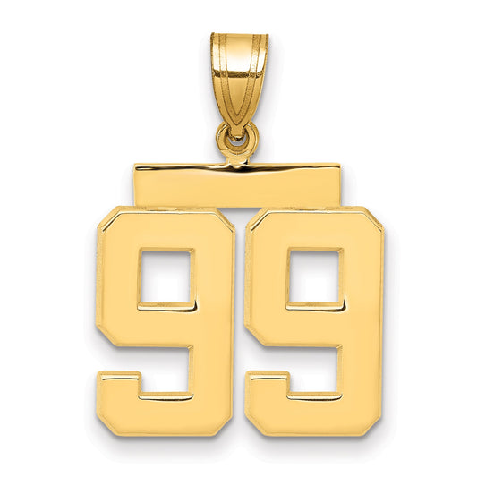 10K Yellow Gold Medium Polished Number 99 Charm