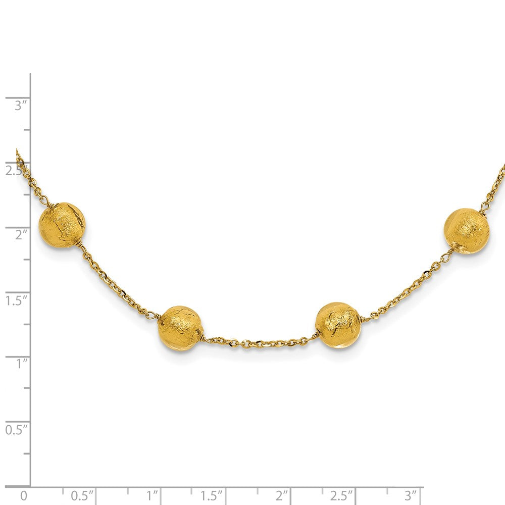 14K Yellow Gold 14Ky Murano Glass Bead & Chain Necklace