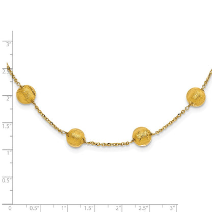 14K Yellow Gold 14Ky Murano Glass Bead & Chain Necklace