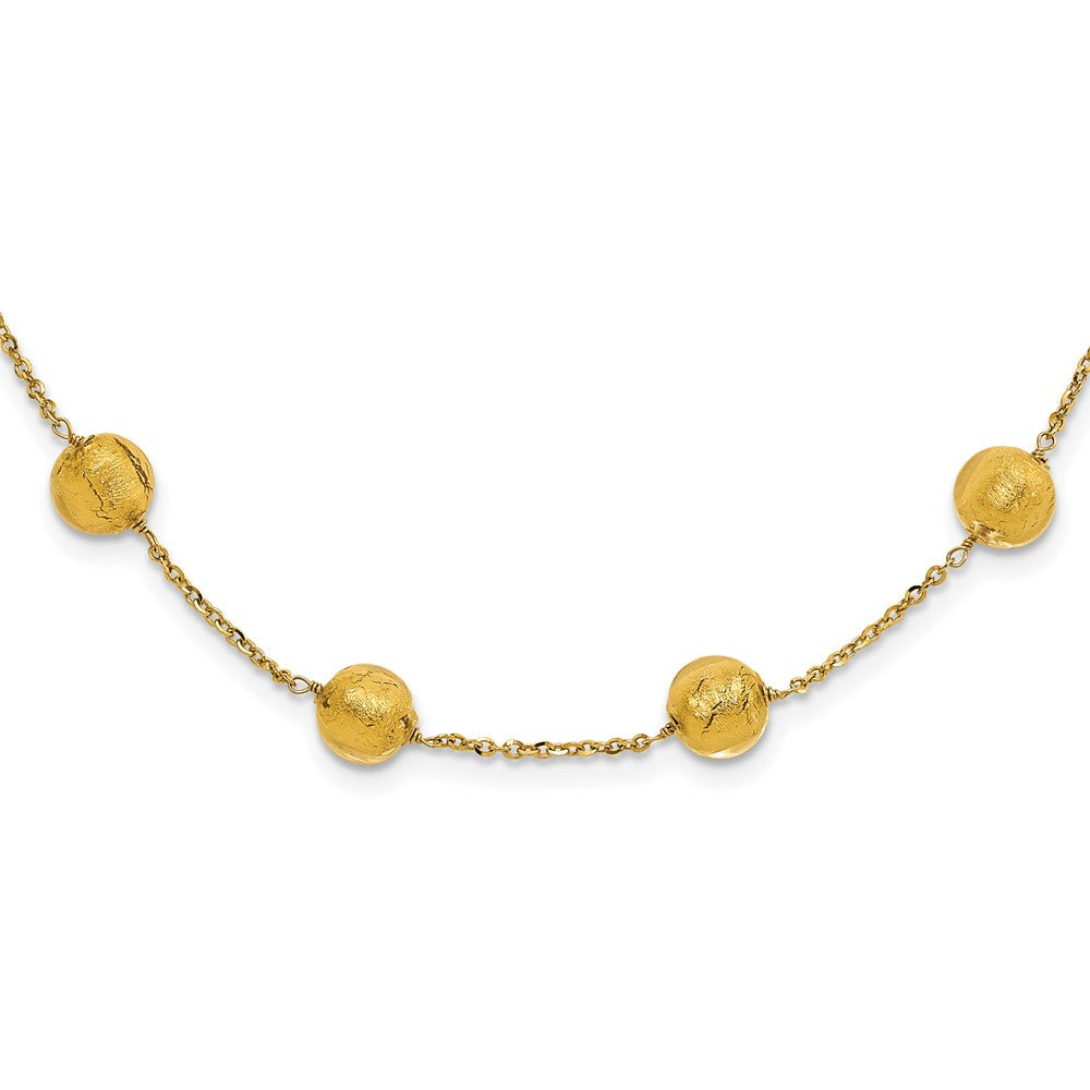 14K Yellow Gold 14Ky Murano Glass Bead & Chain Necklace
