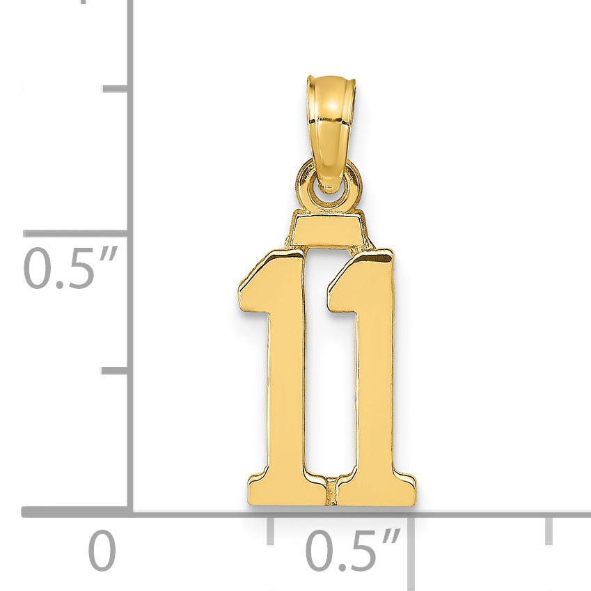 14K Yellow Gold Polished Number 11 Pendant