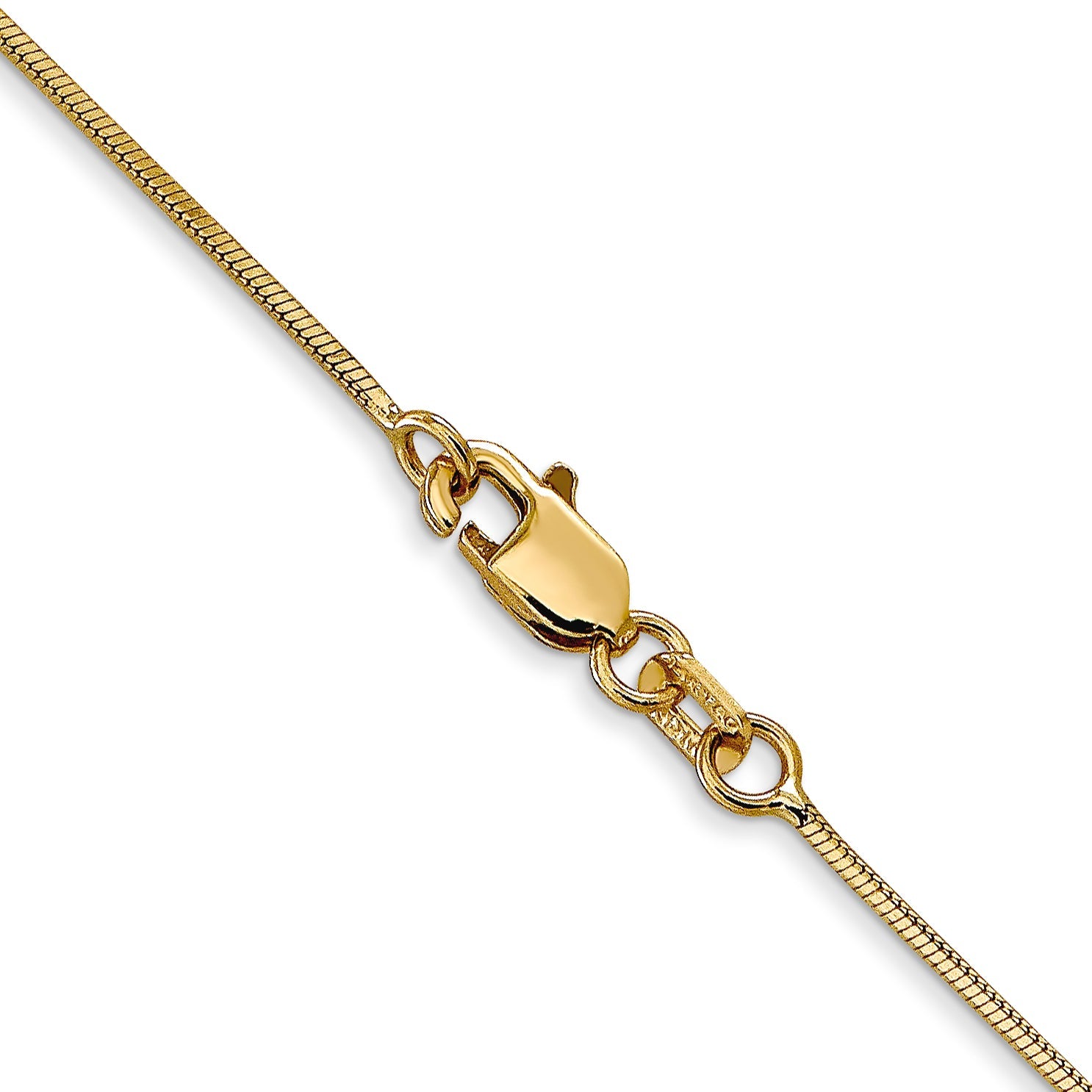 14K Yellow Gold 20 Inch .8mm Octagonal Snake With Lobster Clasp Chain Necklace