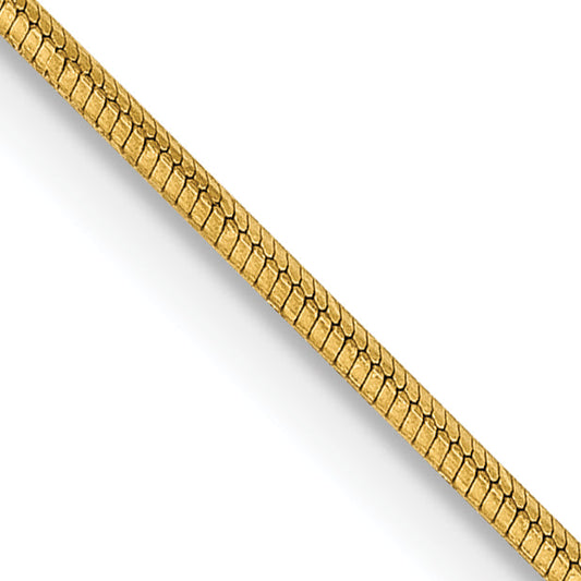 14K Yellow Gold 20 Inch .8mm Octagonal Snake With Lobster Clasp Chain