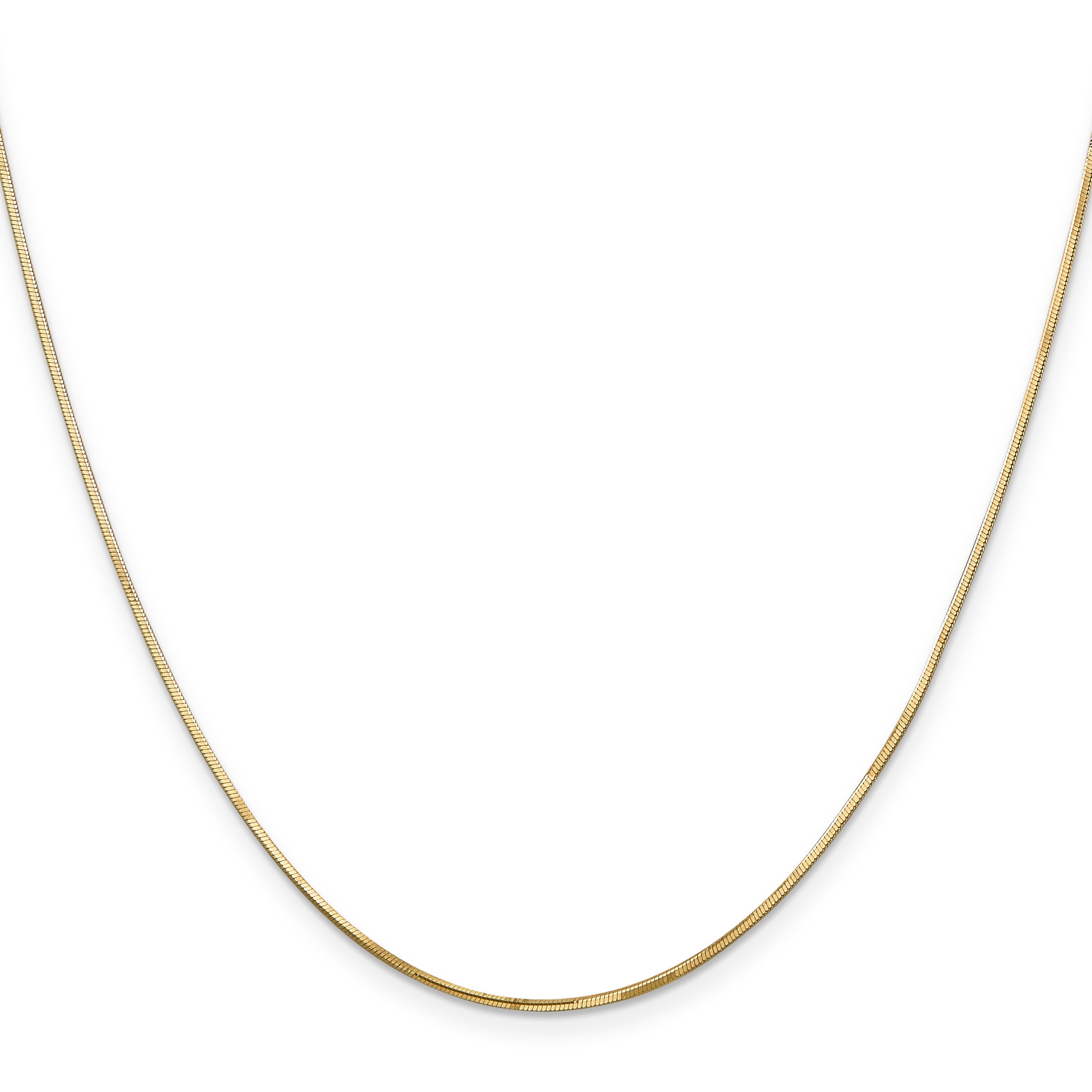 14K Yellow Gold 16 Inch .9mm Octagonal Snake With Lobster Clasp Chain