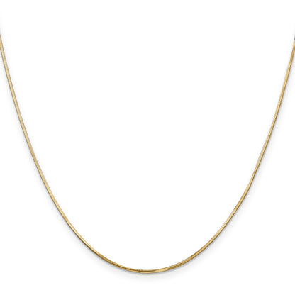 14K Yellow Gold 18 Inch .9mm Octagonal Snake With Lobster Clasp Chain Necklace