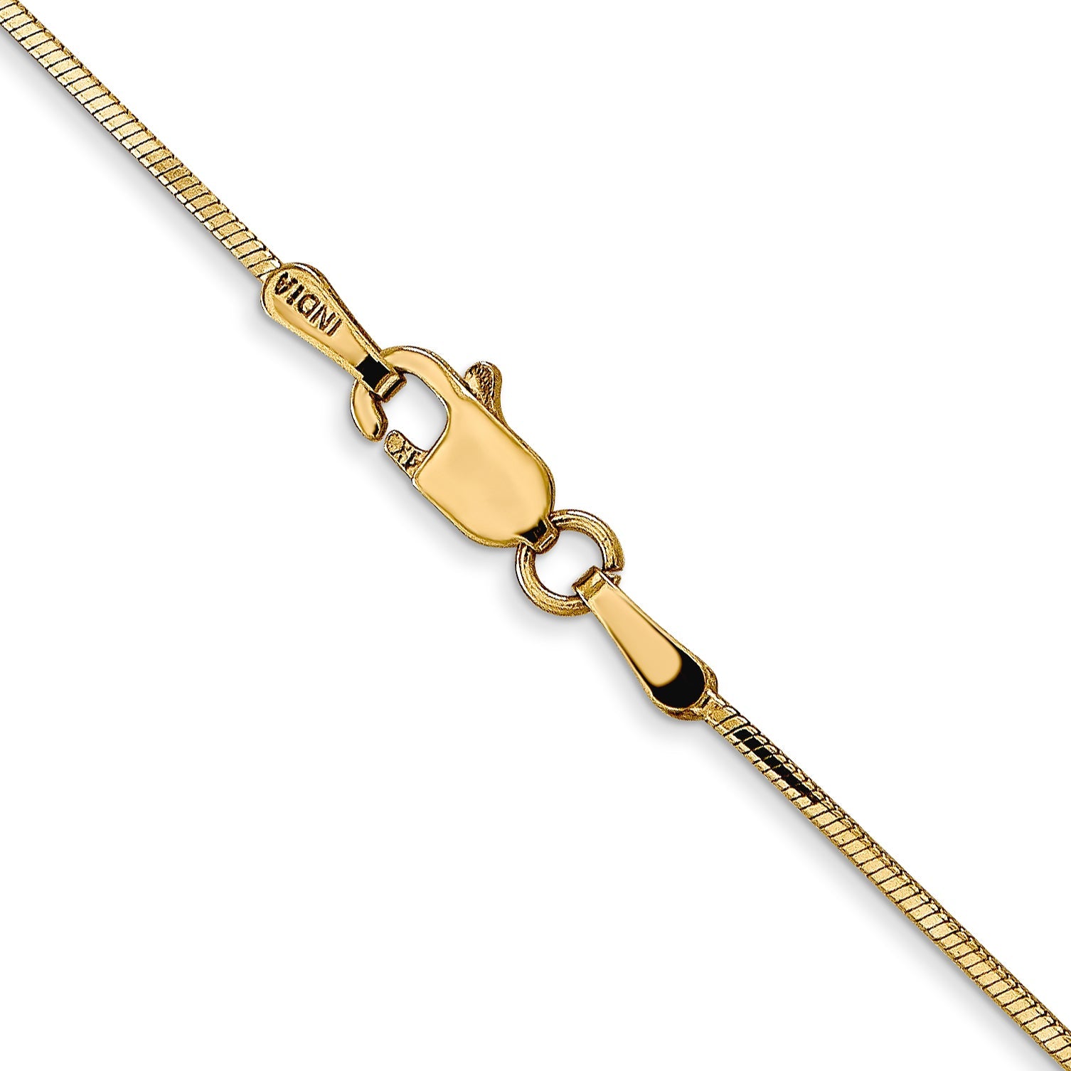 14K Yellow Gold 20 Inch .9mm Octagonal Snake With Lobster Clasp Chain Necklace