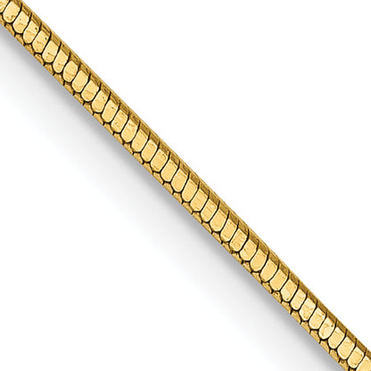 14K Yellow Gold 16 Inch .9mm Octagonal Snake With Lobster Clasp Chain