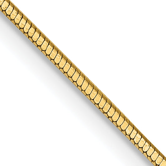 14K Yellow Gold 24 Inch .9mm Octagonal Snake With Lobster Clasp Chain