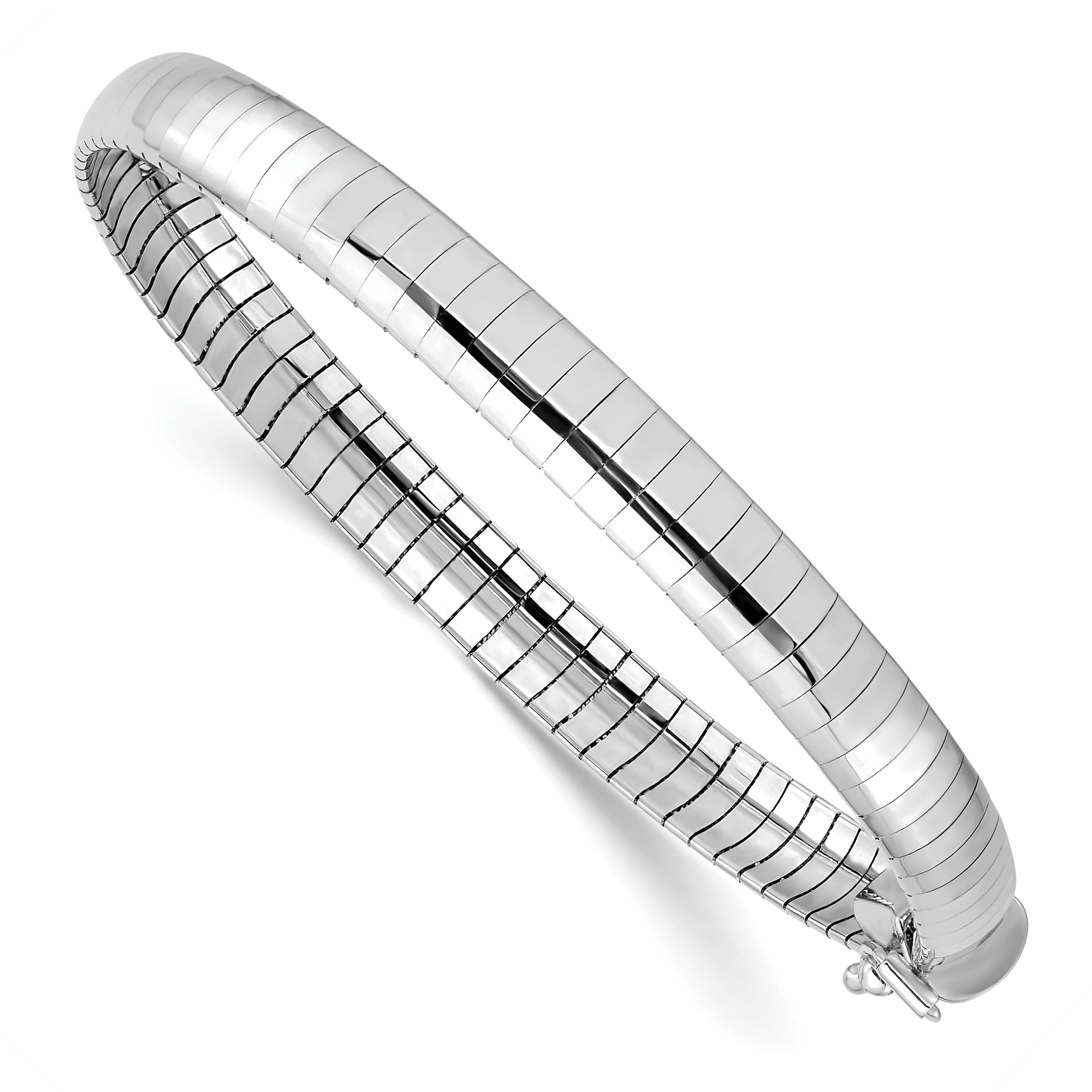 7 Inch 14K White Gold 6mm Domed Omega Bracelet