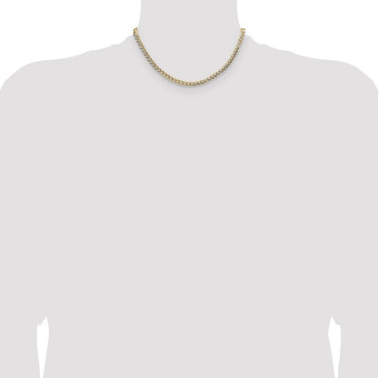 14K Yellow & Rhodium 4.7mm Lightweight Pavé Flat Cuban Chain Necklace