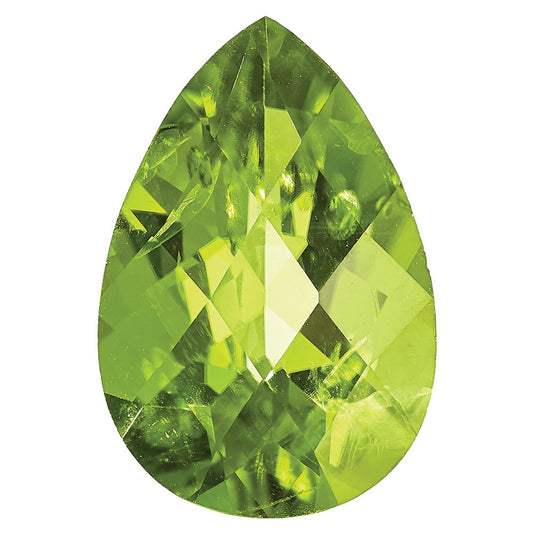 Gemstone Peridot Aa Quality 10X7mm Pear Checkerboard