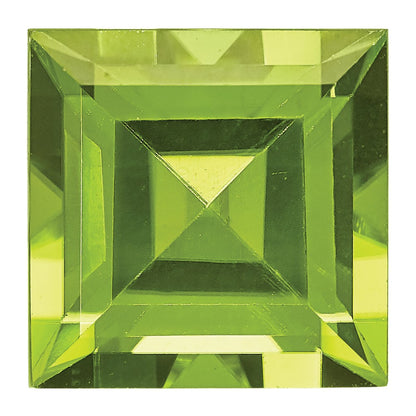 Gemstone Peridot Aa Quality 4mm Square Step-Cut