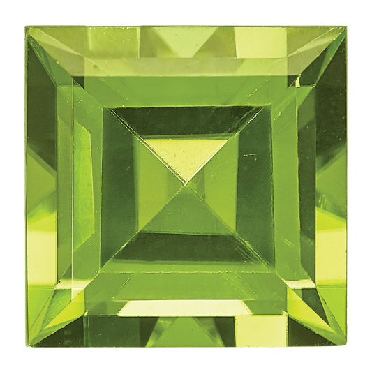 Gemstone Peridot Aa Quality 6mm Square Step-Cut
