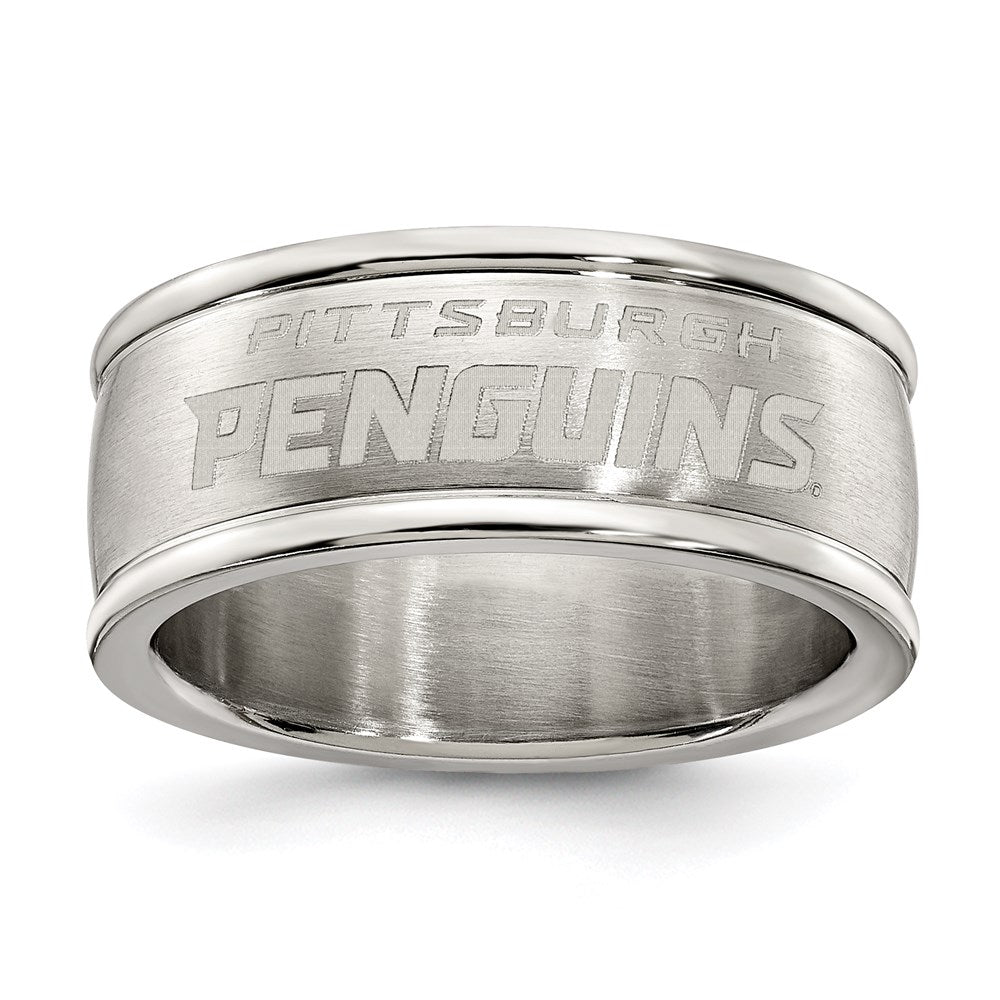 Stainless Steel Pittsburgh Penguins Logo Band Ring Size 7