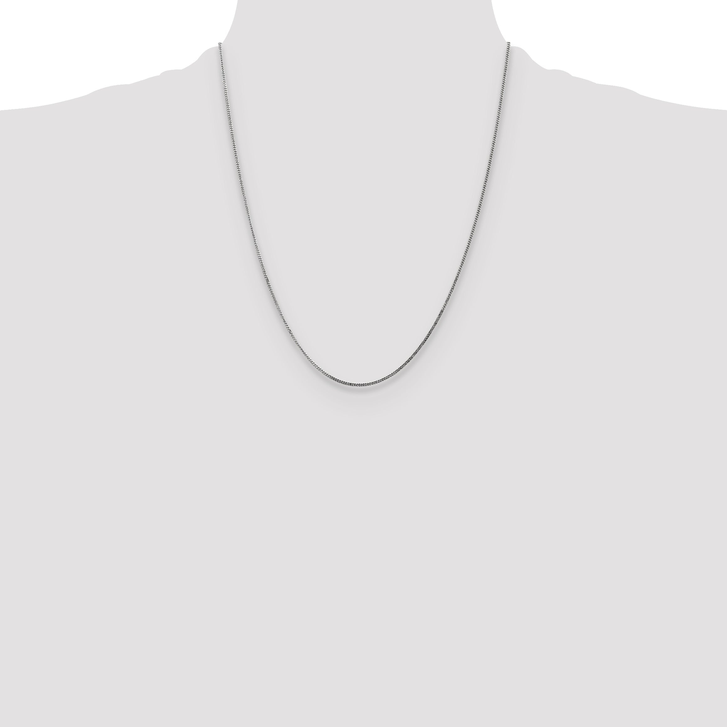 22 Inch 14K Wg 1.3mm Curb Pendant Chain Necklace