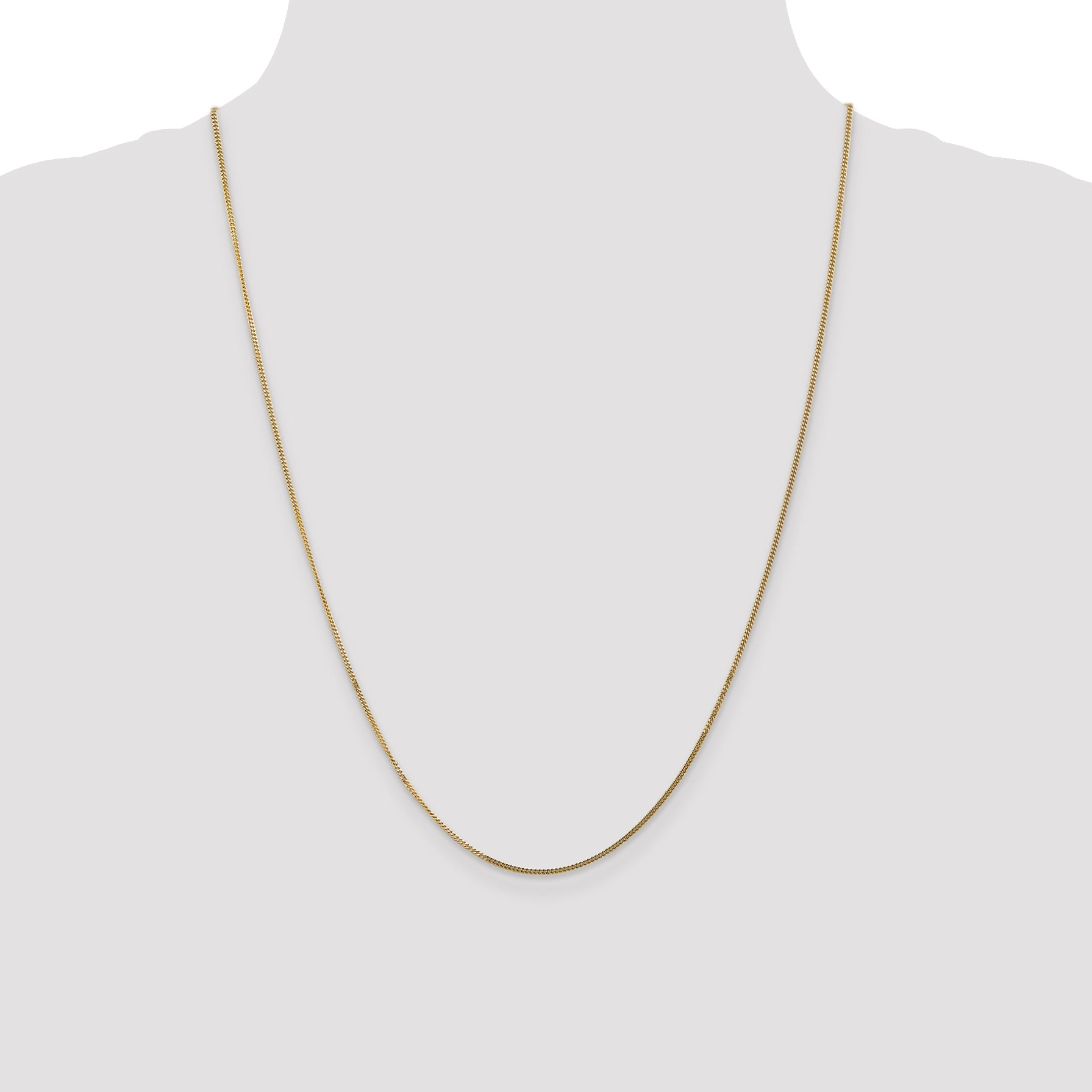 14K Yellow Gold 24 Inch 1.4mm Curb With Spring Ring Clasp Pendant Chain
