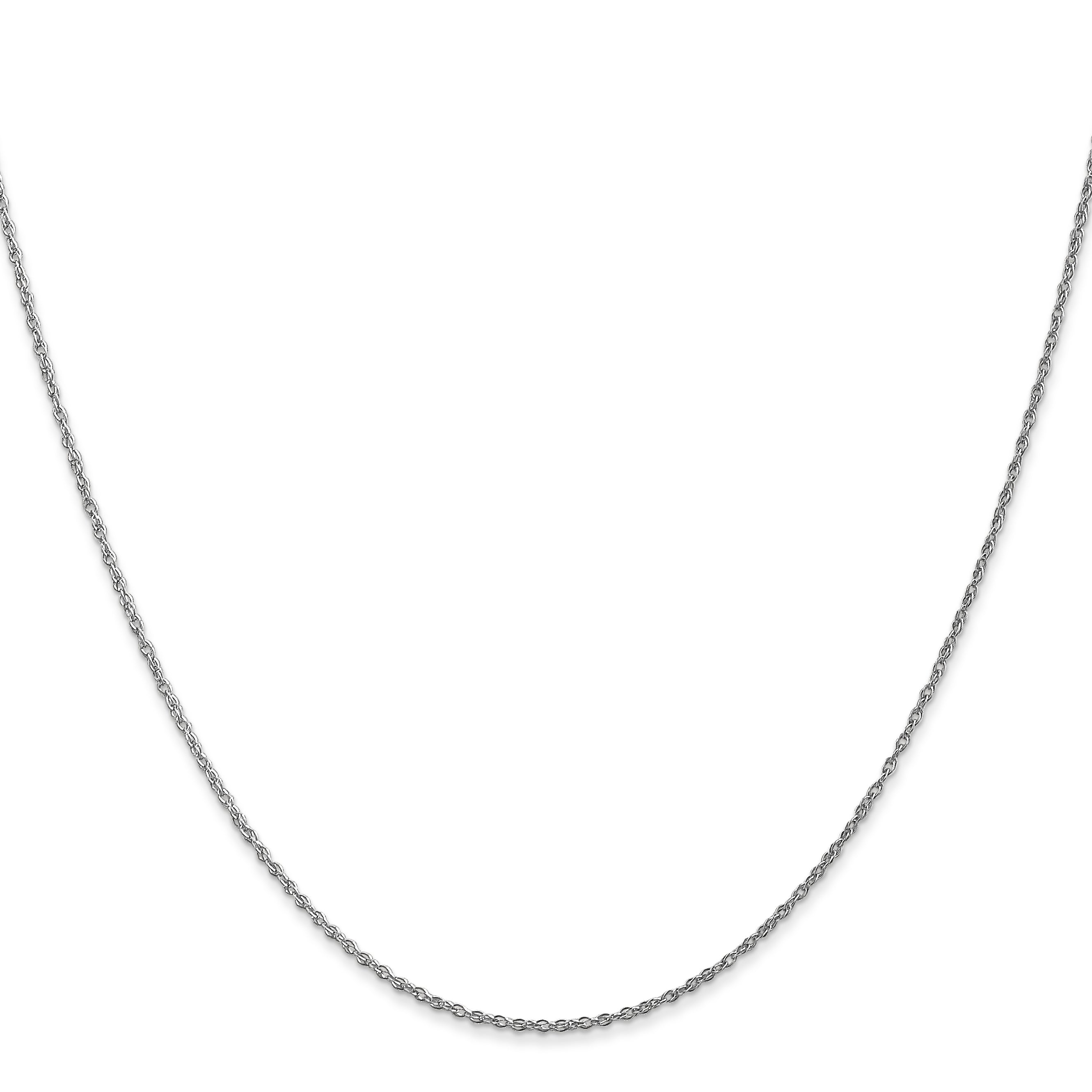 14K White Gold 16 Inch .8mm Light Baby Rope With Spring Ring Clasp Chain Necklace