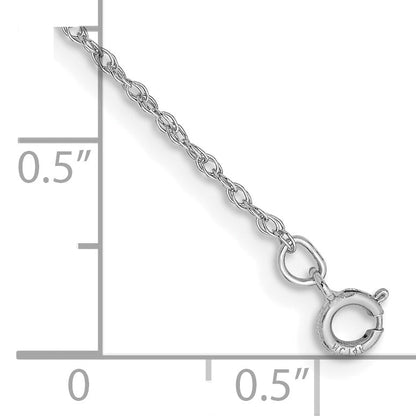 14K White Gold 5.5 Inch .8mm Light Baby Rope With Spring Ring Clasp Chain Bracelet