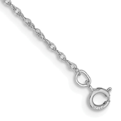 14K White Gold 5.5 Inch .8mm Light Baby Rope With Spring Ring Clasp Chain Bracelet