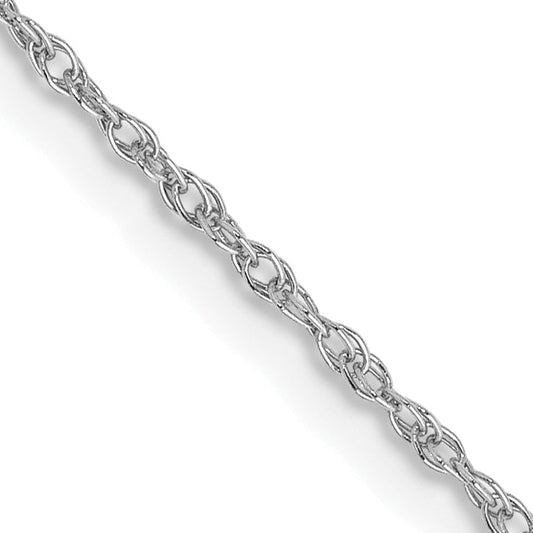 14K White Gold 20 Inch .8mm Light Baby Rope With Spring Ring Clasp Chain Necklace