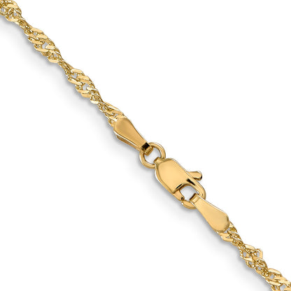14K Yellow Gold 30 Inch 2mm Singapore With Lobster Clasp Chain