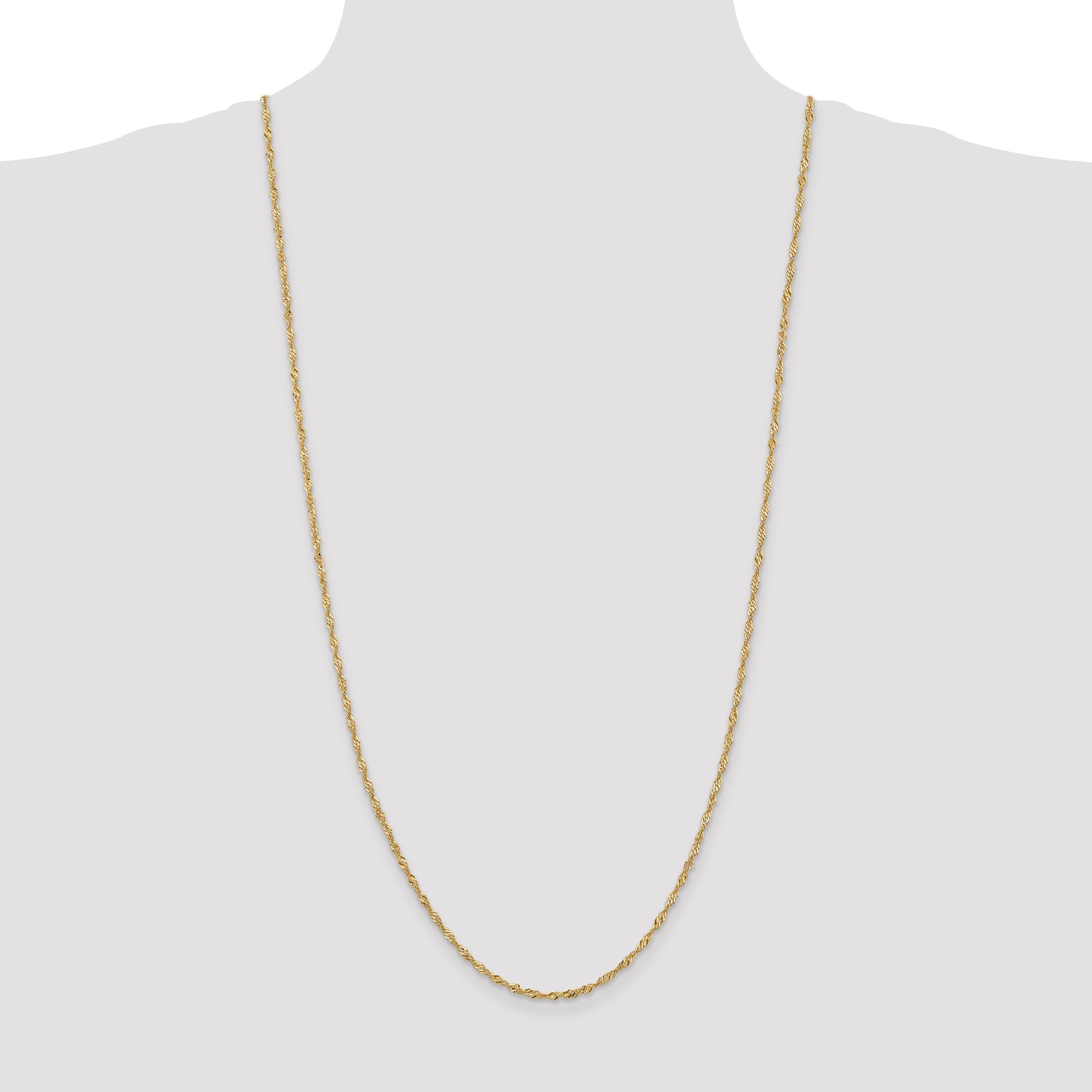 14K Yellow Gold 30 Inch 2mm Singapore With Lobster Clasp Chain