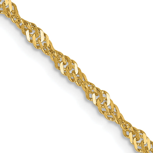 14K Yellow Gold 30 Inch 2mm Singapore With Lobster Clasp Chain