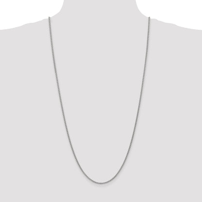 14K White Gold 30 Inch 2.1mm Spiga With Lobster Clasp Chain Necklace