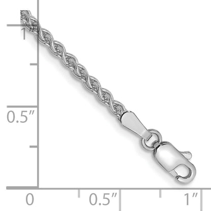 14K White Gold 8 Inch 2.1mm Spiga With Lobster Clasp Bracelet