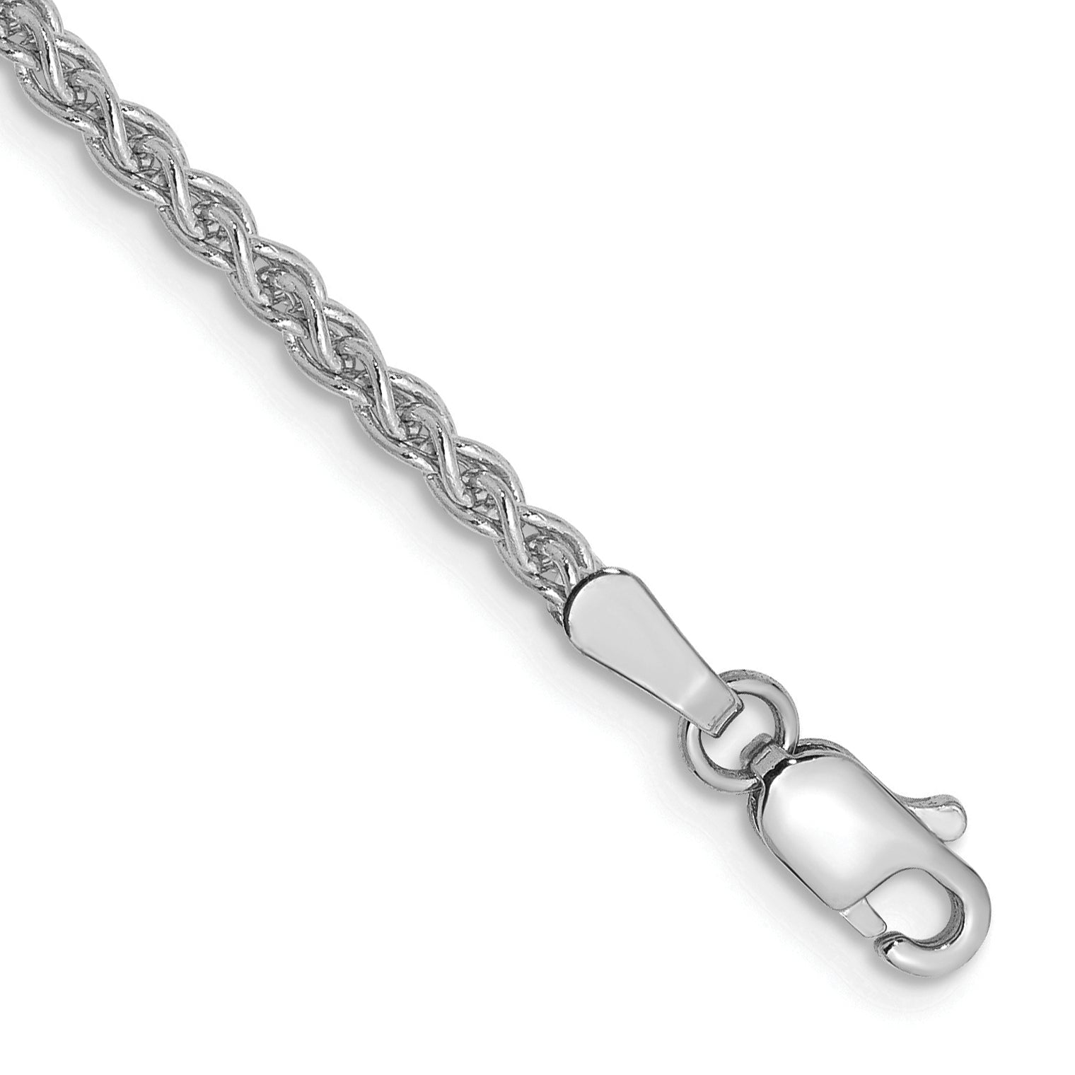14K White Gold 9 Inch 2.1mm Spiga With Lobster Clasp Anklet
