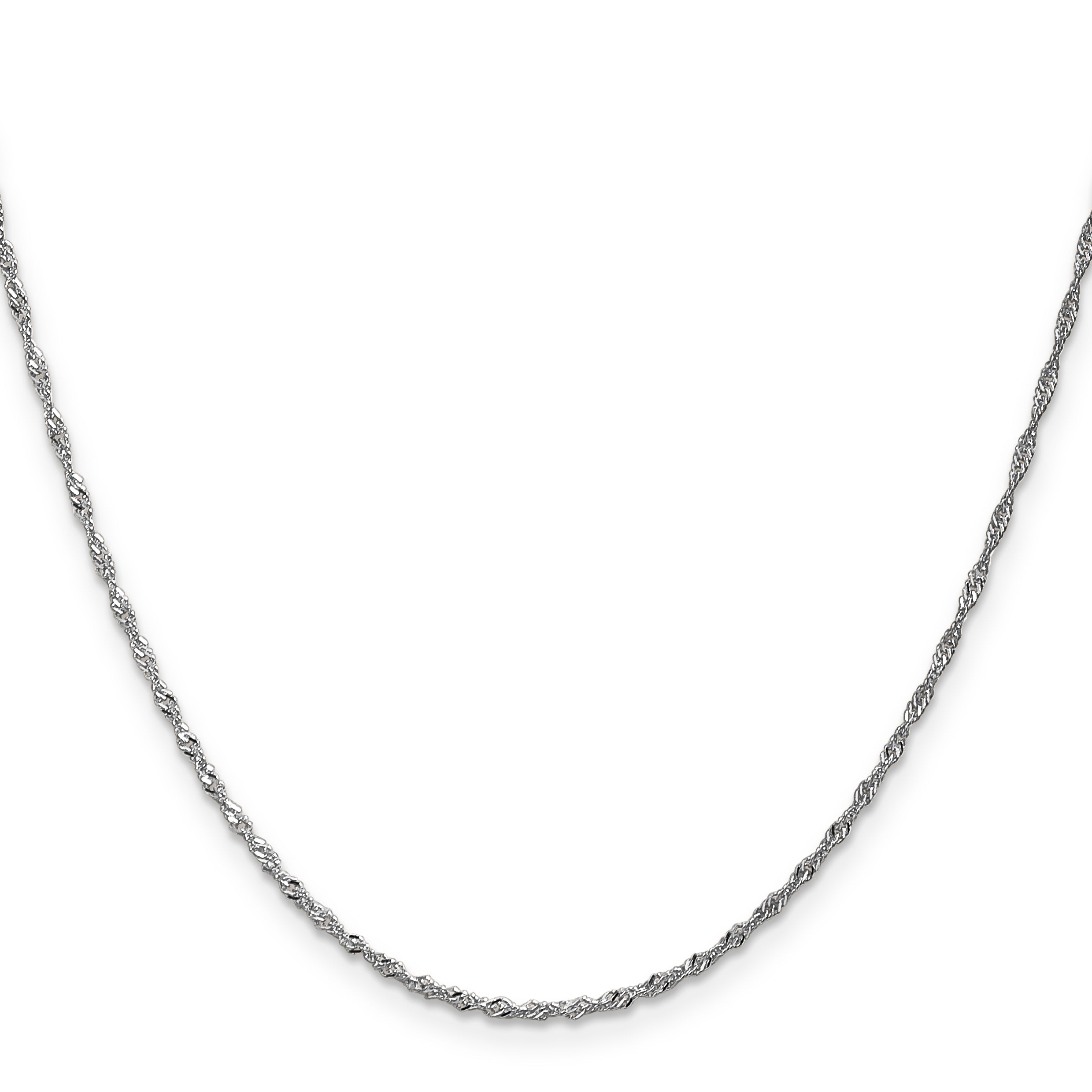 14K White Gold 30 Inch 1.4mm Singapore With Spring Ring Clasp Chain