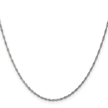 14K White Gold 30 Inch 1.4mm Singapore With Spring Ring Clasp Chain