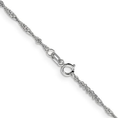 14K White Gold 24 Inch 1.4mm Singapore With Spring Ring Clasp Chain