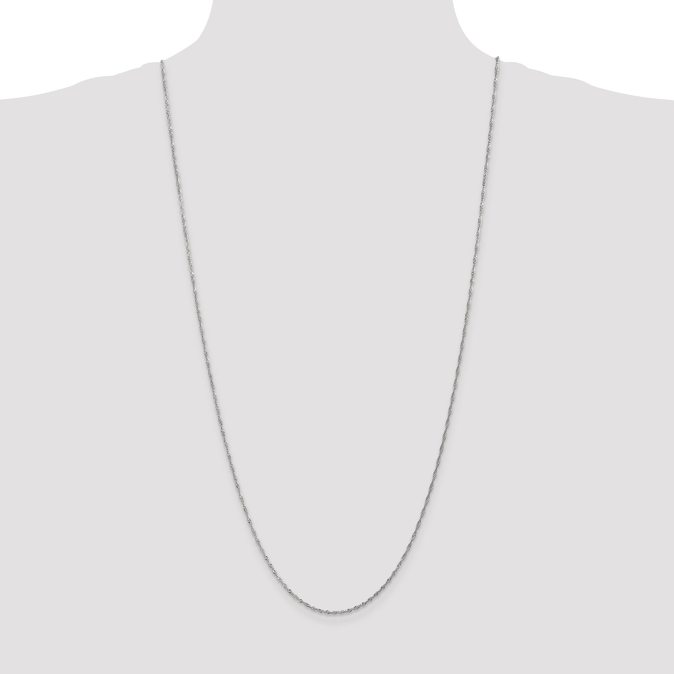14K White Gold 30 Inch 1.4mm Singapore With Spring Ring Clasp Chain