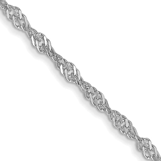 14K White Gold 16 Inch 1.4mm Singapore With Spring Ring Clasp Chain