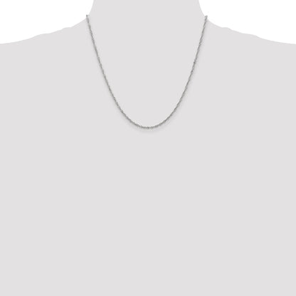 14K White Gold 20 Inch 1.7mm Singapore With Lobster Clasp Chain