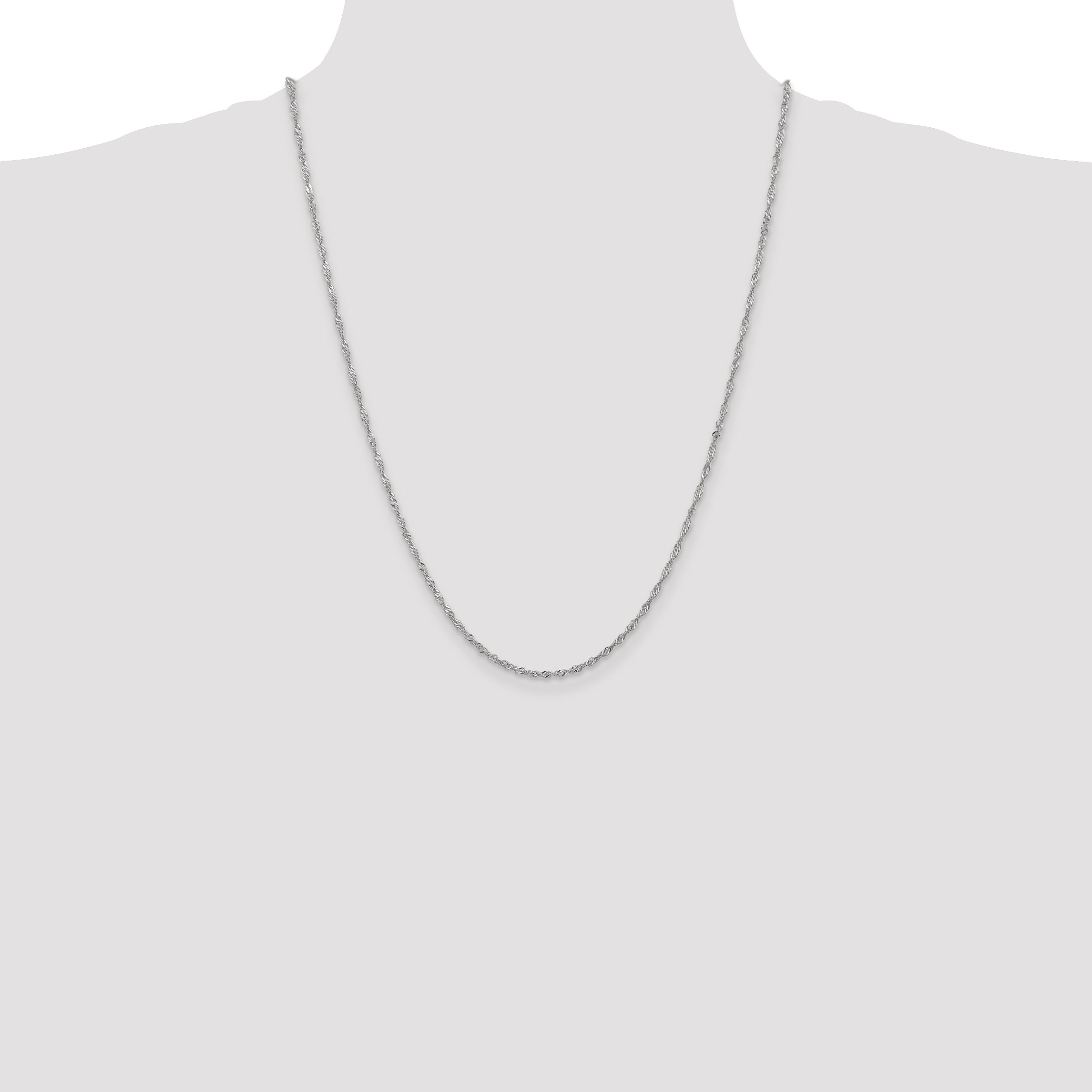 14K White Gold 24 Inch 1.7mm Singapore With Lobster Clasp Chain Necklace
