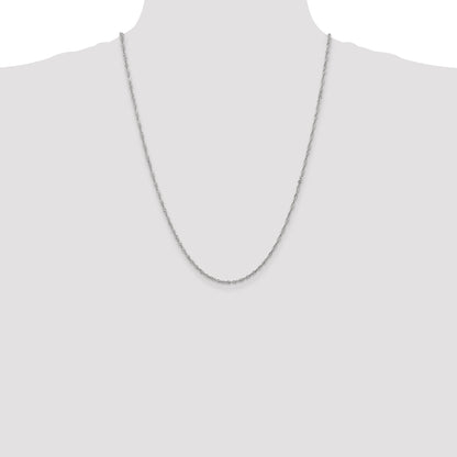 14K White Gold 24 Inch 1.7mm Singapore With Lobster Clasp Chain Necklace