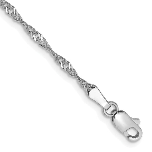 14K White Gold 10 Inch 1.7mm Singapore With Lobster Clasp Anklet