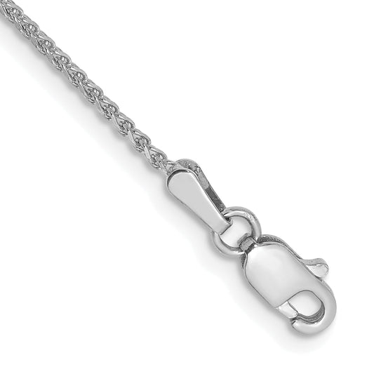 14K White Gold 9 Inch 1.25mm Diamond-Cut Spiga With Lobster Clasp Anklet