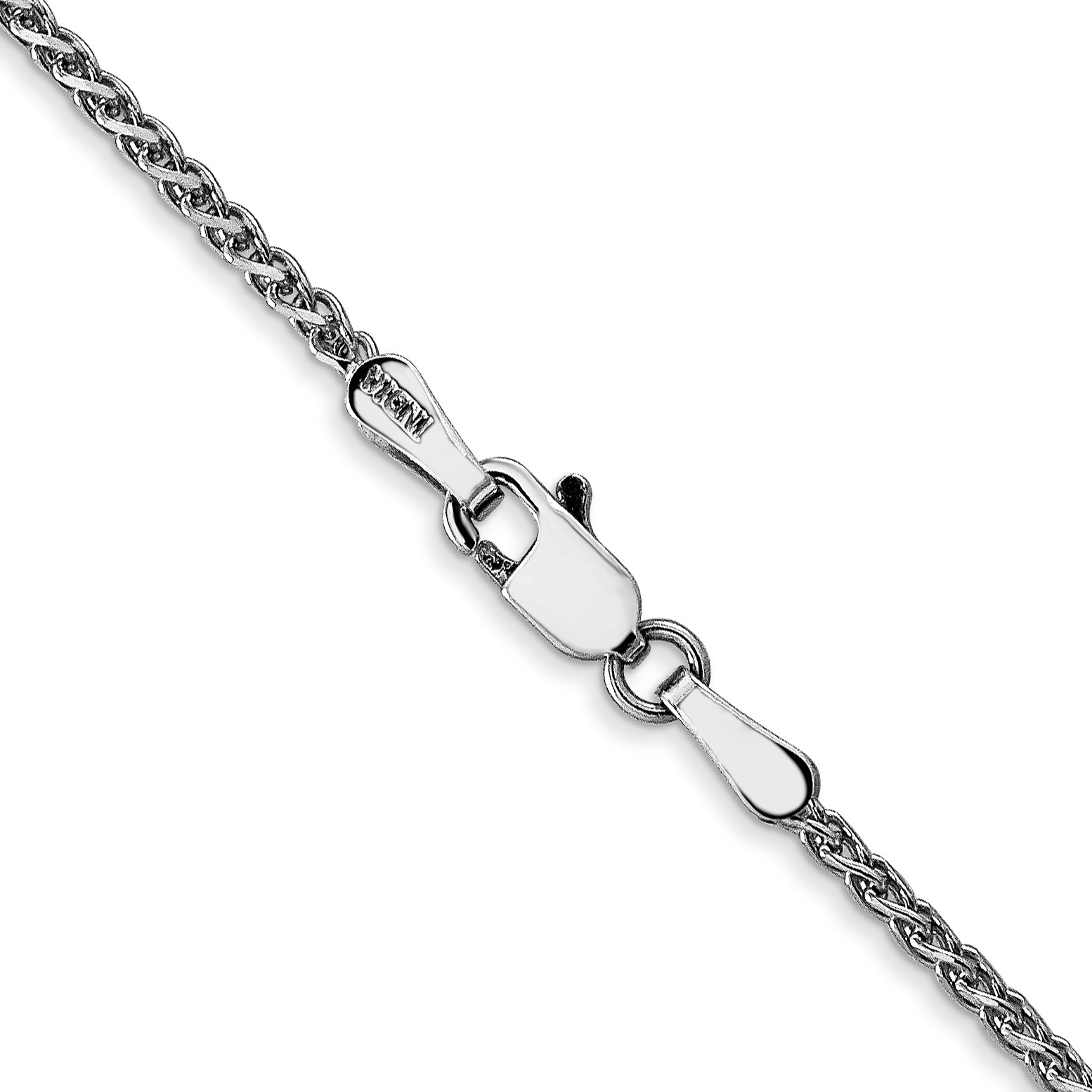 14K White Gold 26 Inch 1.7mm Diamond-Cut Spiga With Lobster Clasp Chain Necklace