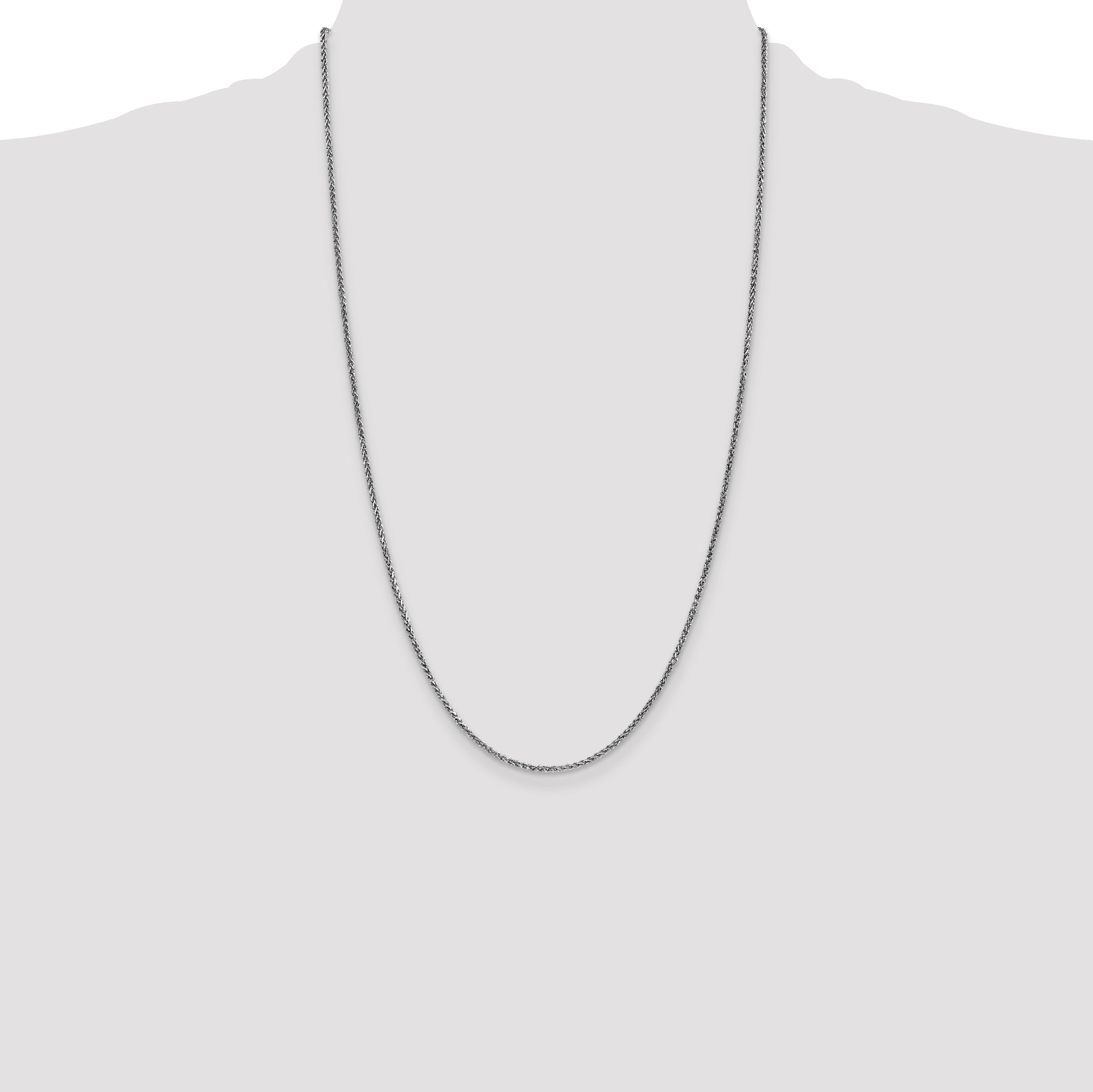 14K White Gold 26 Inch 1.7mm Diamond-Cut Spiga With Lobster Clasp Chain Necklace