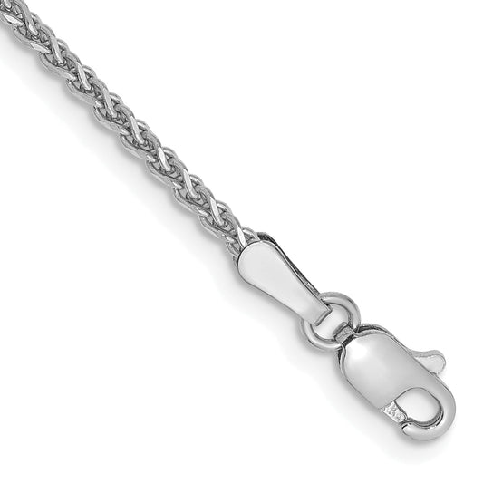 14K White Gold 6 Inch 1.7mm Diamond-Cut Spiga With Lobster Clasp Chain Bracelet