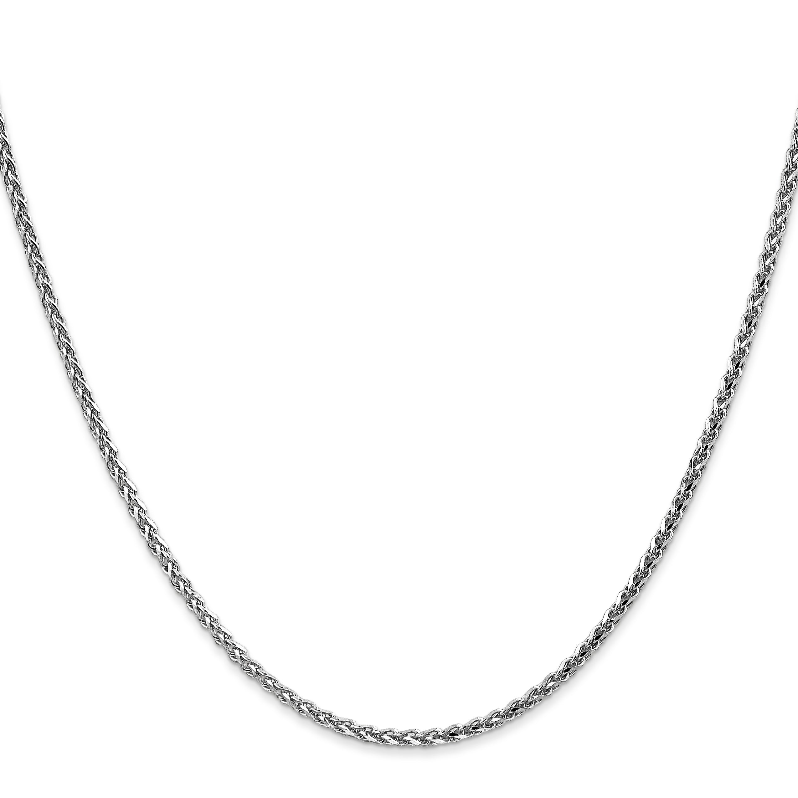14K White Gold 16 Inch 2.1mm Diamond-Cut Spiga With Lobster Clasp Chain Necklace