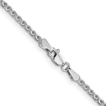 14K White Gold 30 Inch 2.1mm Diamond-Cut Spiga With Lobster Clasp Chain Necklace
